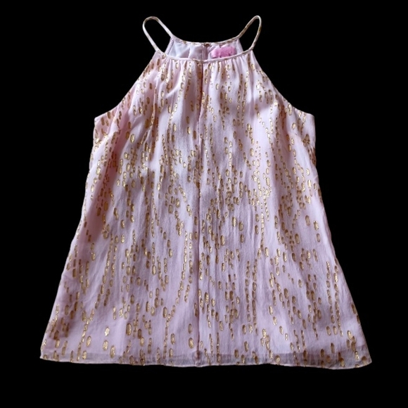 Lilly Pulitzer Tops - Lilly Pulitzer Silk Pink Tank Top with Gold Foil Spots, Size XS/S